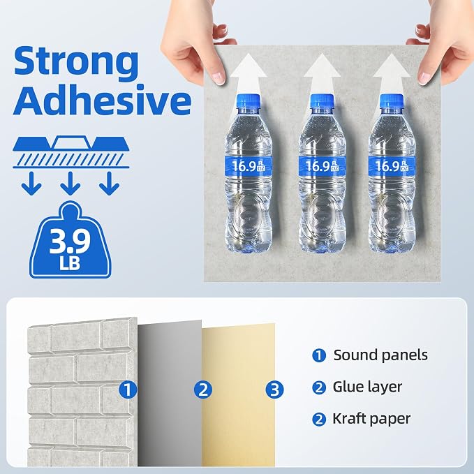 12 Pack Acoustic Panels with Self Adhesive, Soundproof Wall Panels, Brick Sound