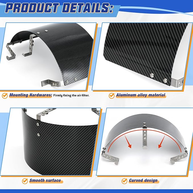 PTNHZ Universal Stainless Steel Air Intake Filter Cover Heat Shield Fits