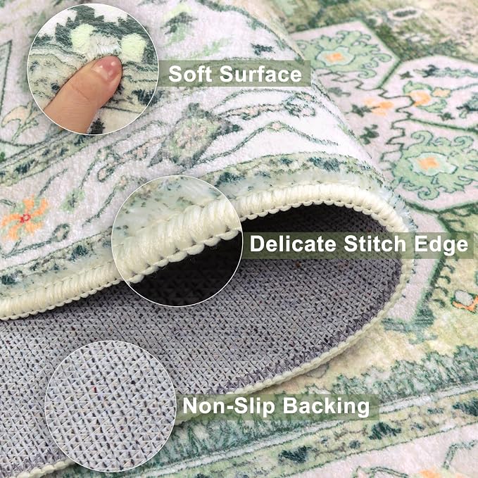 Yamaziot Washable Runner Rug, 2x6 Non-Slip Boho Vintage Hallway Rug Runner