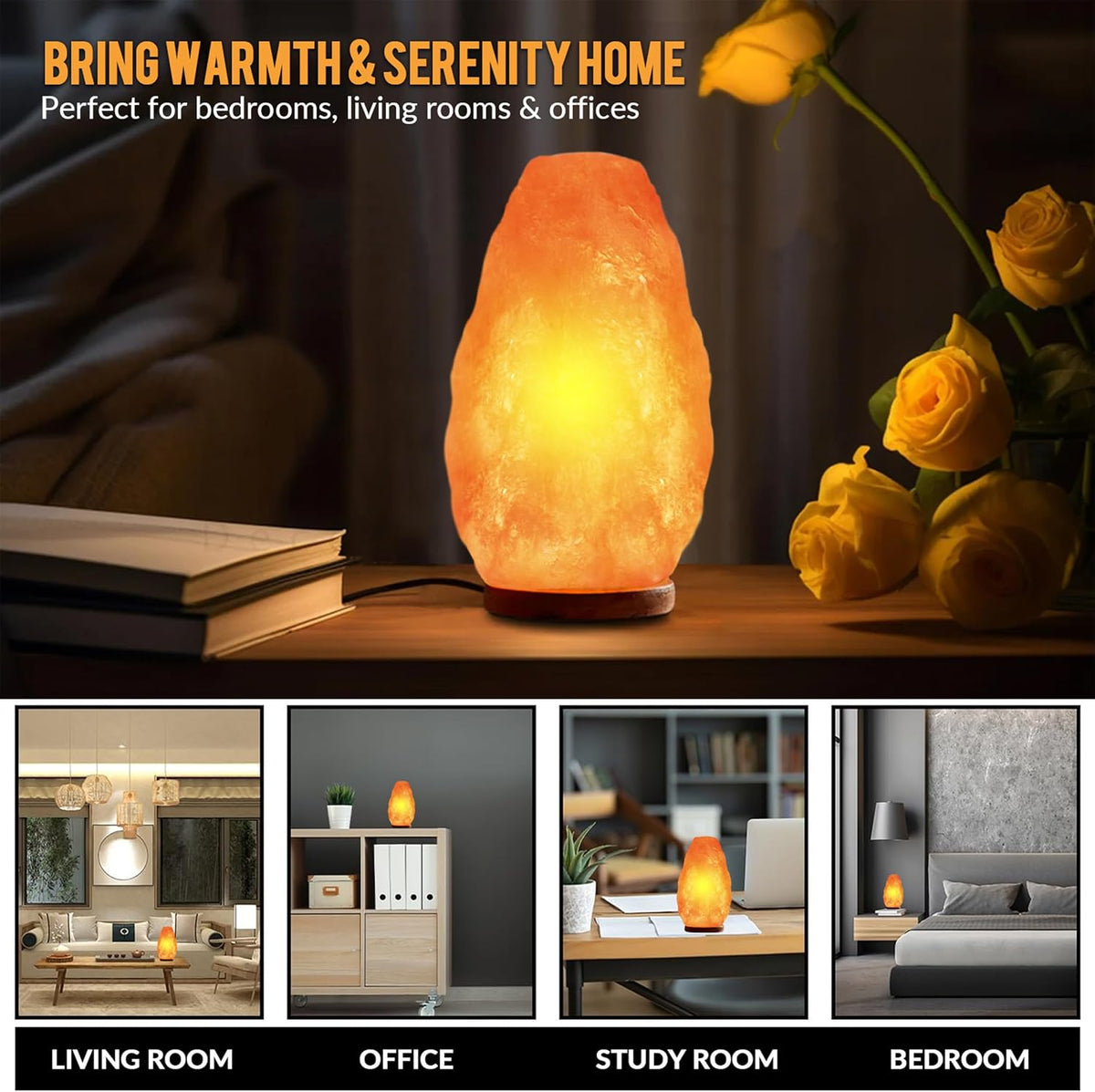 Himalayan Glow Salt Lamp with Touch Dimmer Switch, 5-7 lbs, Natural Pink Crystal, Wooden Base, Room Decor, Home Decor, Relaxation, Ambiance, Gift, Wellness