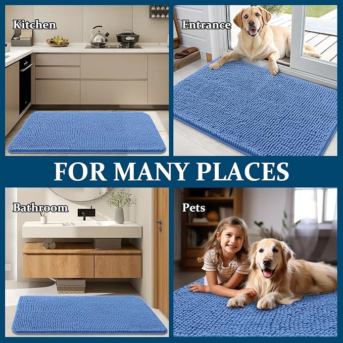 OLANLY Dog Door Mat for Muddy Paws 59x35, Absorbs Moisture and Dirt, Absorbent