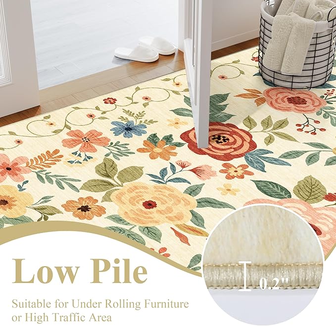 DUKINO 3x5 Area Rug, Floral Rugs