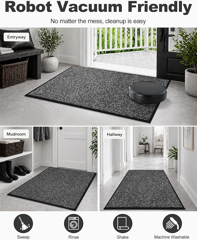 Mibao Front Door Mat Indoor Entrance, Dirt Trapper Welcome Mat