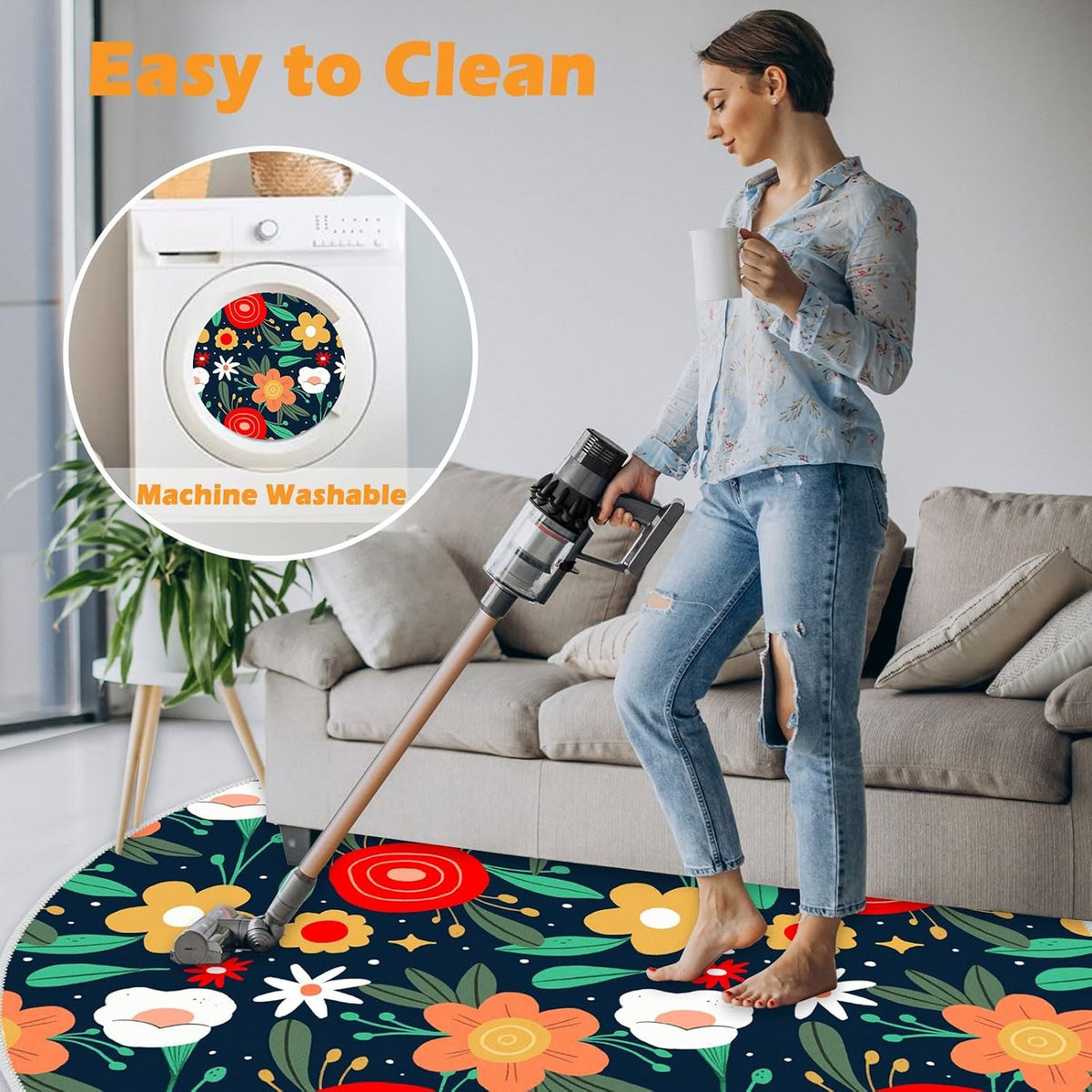 4ft/48in Home Office Chair Mat for Hardwood Floor, Anti-Slip Desk Chair Mats, Computer Gaming Chair Mat for Rolling, Low Pile Carpet Floor Chair Mats(Colorful-2)