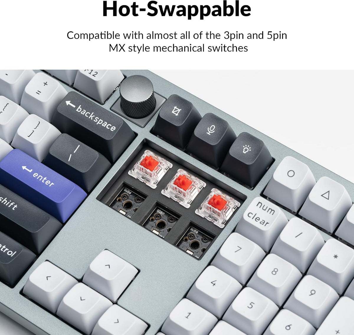 Keychron Q6 Pro Full Aluminum RGB Wireless Bluetooth Custom Mechanical Keyboard, Full-Size QMK/VIA Programmable Knob KSA Double-Shot PBT Keycap Hot-Swappable Red Switch, Mac Windows Linux - Grey