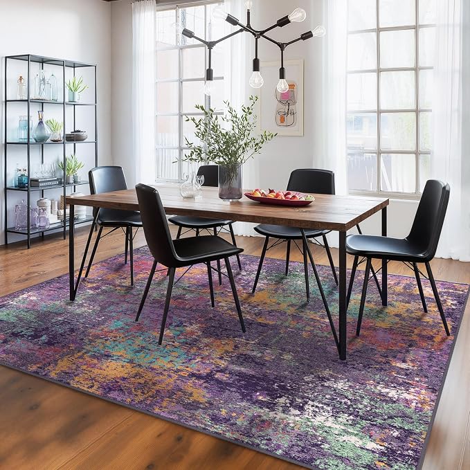 RELEANY Washable Area Rugs 5'x7' Non-Slip Modern Abstract Soft