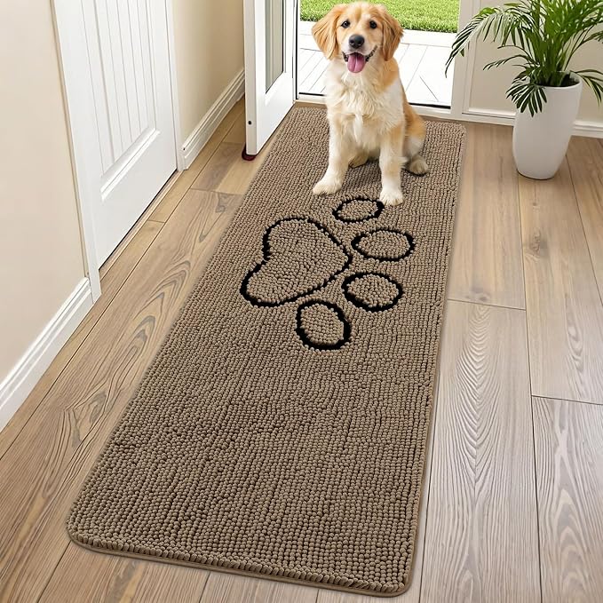 Smiry Dog Door Mat for Muddy Paws, Absorbent Dirt Trapper Non Slip Quick Dry