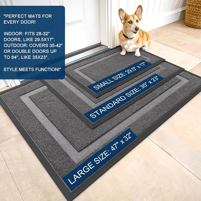 OLANLY Front Door Mat Indoor Outdoor Entrance, Waterproof All-Season,