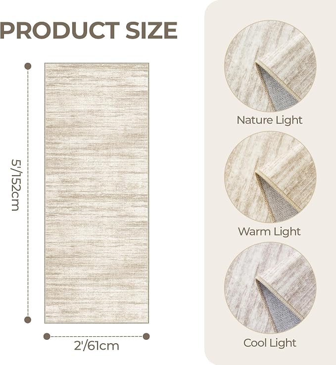 2x5 Rug Runner Washable for Entryway, Soft Bathroom Rugs