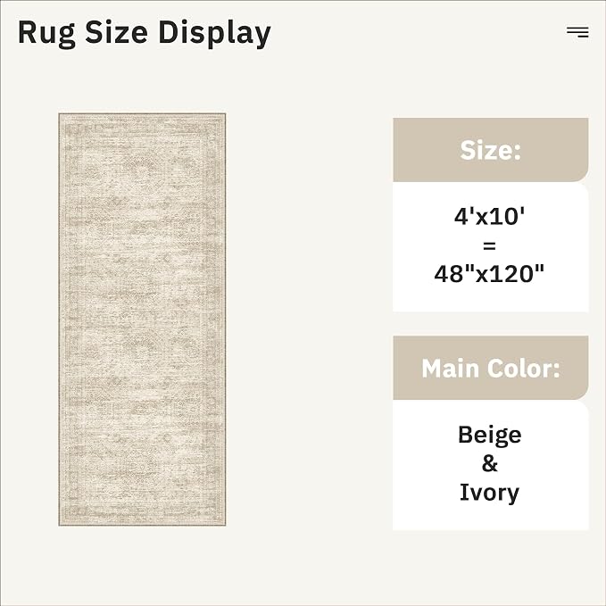Soalmost 4x10 Wide Hallway Runner Rug: Washable Soft Rug Runners