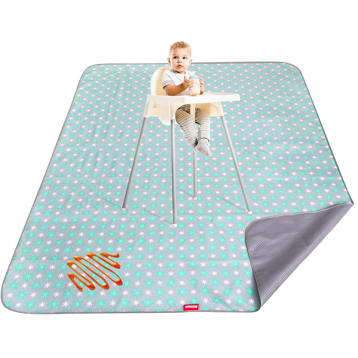 Extra Large Splat Mat, Waterproof Non Slip Floor Splash Mat 54"x72", Flower
