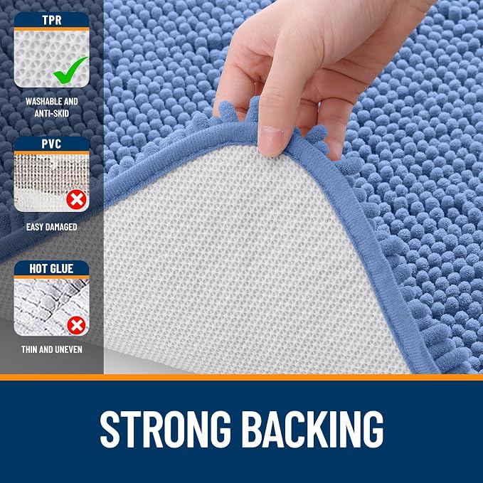 OLANLY Toilet Rugs U-Shaped 24x20, Extra Soft Absorbent Chenille Contour