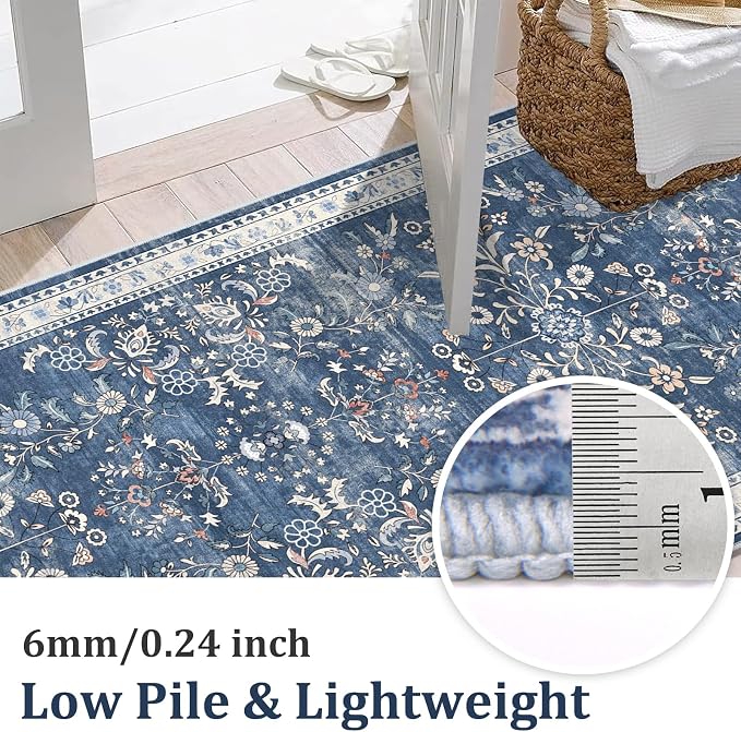 Yamaziot Washable Runner Rug 2x5 – Non Slip Boho Floral Hallway Runner Rug