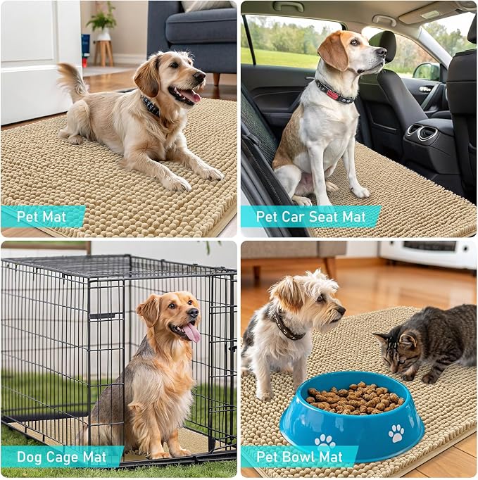 OLANLY Dog Door Mat for Muddy Paws 59x32, Absorbs Moisture and Dirt, Absorbent