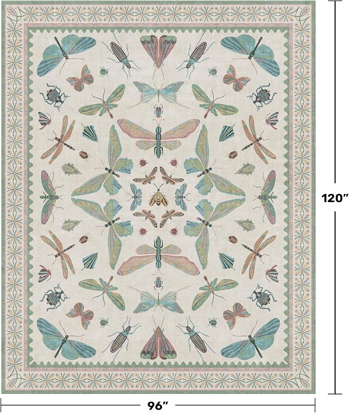 Green Butterfly Rugs for Girls Bedroom