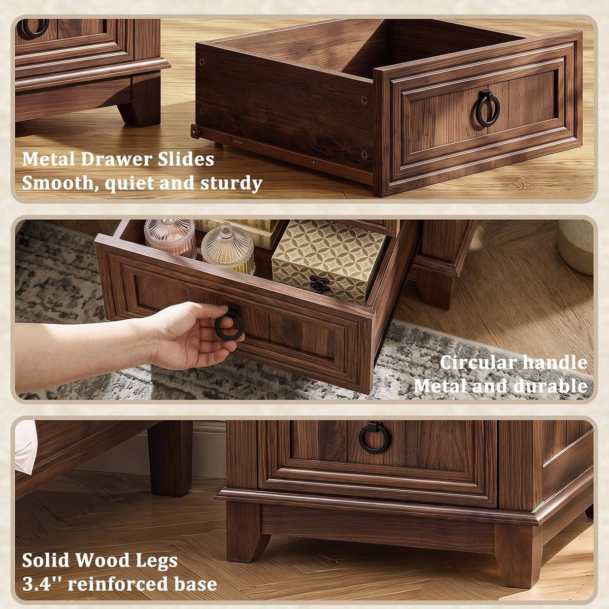 Joaxswe Farmhouse Nightstand Set 2, 18'' End Table