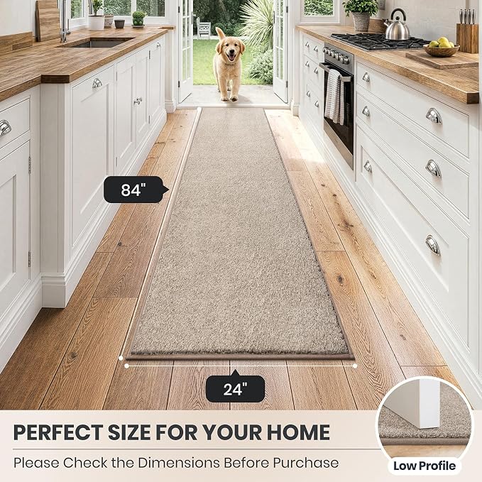 PURRUGS Dirt Trapping Door Mat 24" x 84", Non-Slip Machine Washable Entryway Rug