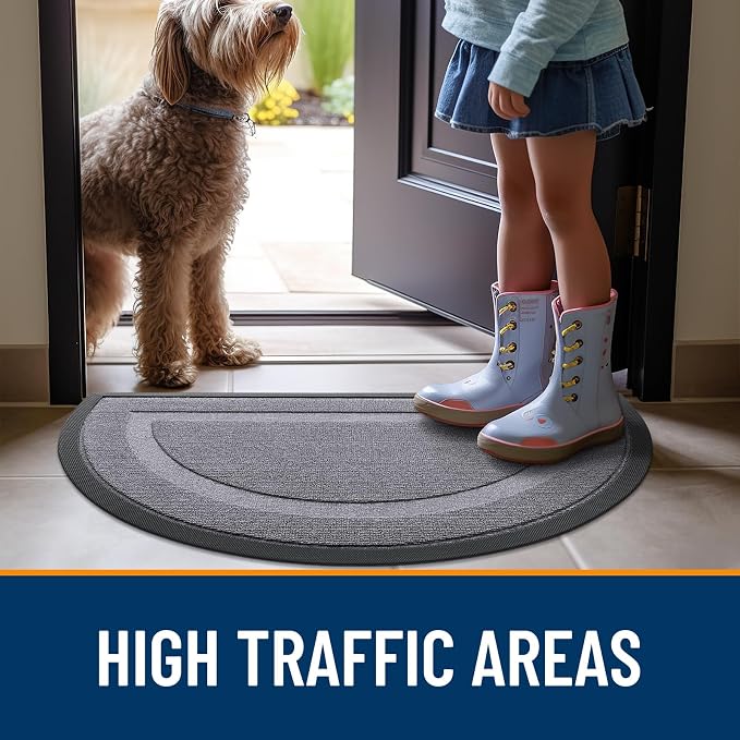 OLANLY Half Circle Door Mat Indoor Outdoor Entrance Welcome, Waterproof