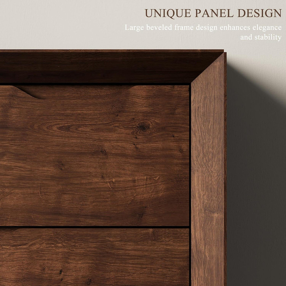 YANSNWO Walnut 6 Drawer Dresser for Bedroom, 47.4" Tall Chest of Drawers