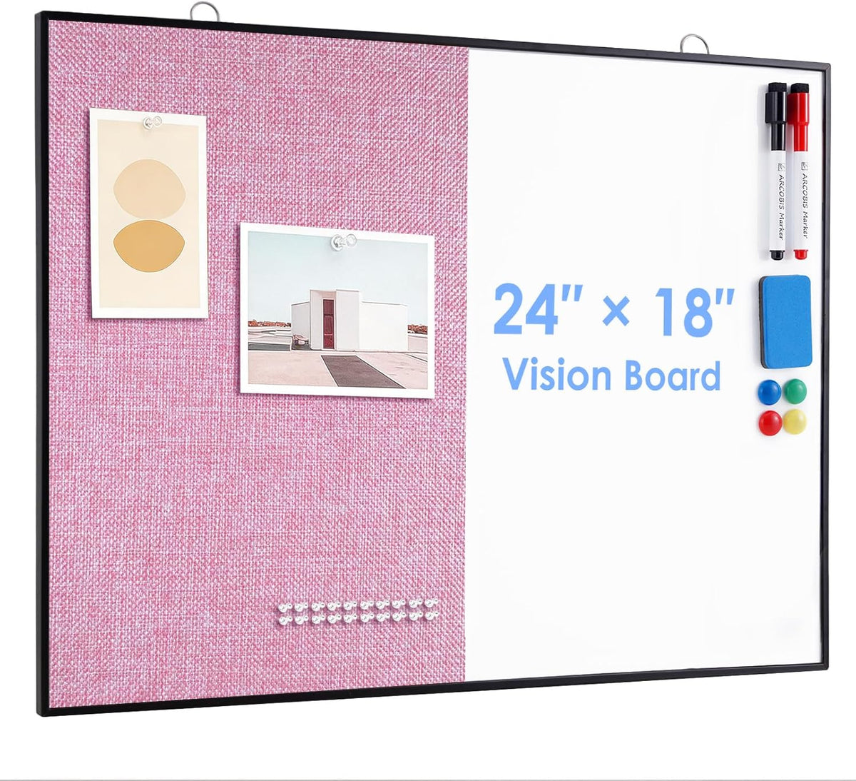 ARCOBIS Cork Board White Board Combo for Wall