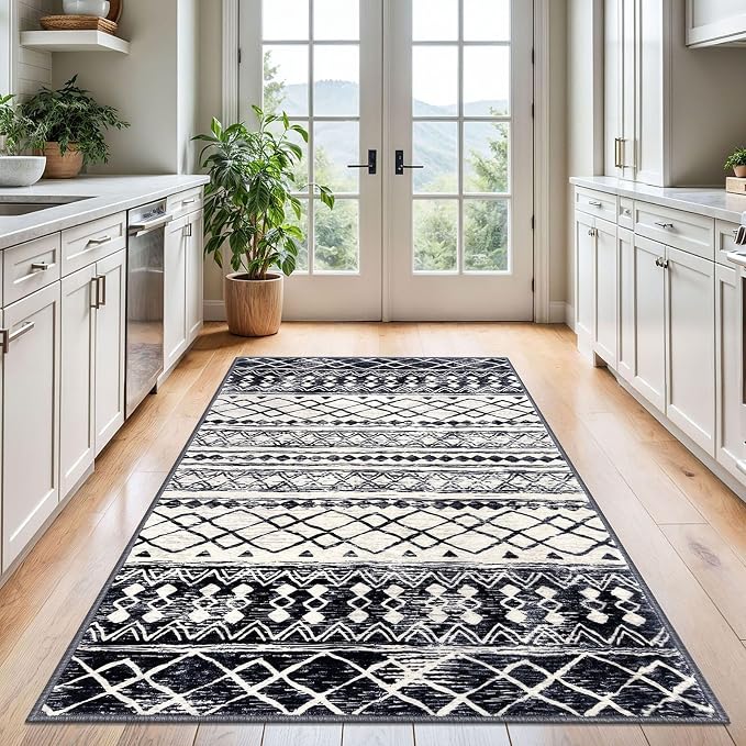 KUTA 4x6 Rug Boho Rugs for Living Room, Moroccan Washable Kitchen Rug Non Slip