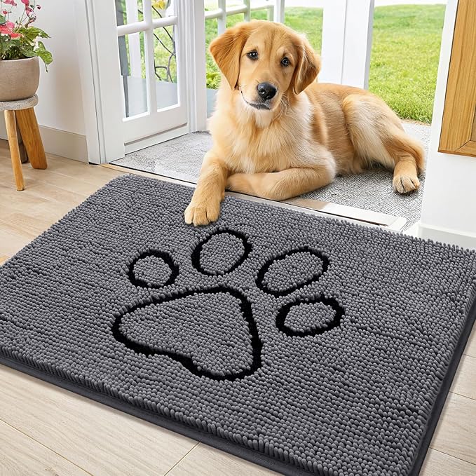 Smiry Dog Door Mat for Muddy Paws, Absorbent Dirt Trapper Non Slip Quick Dry
