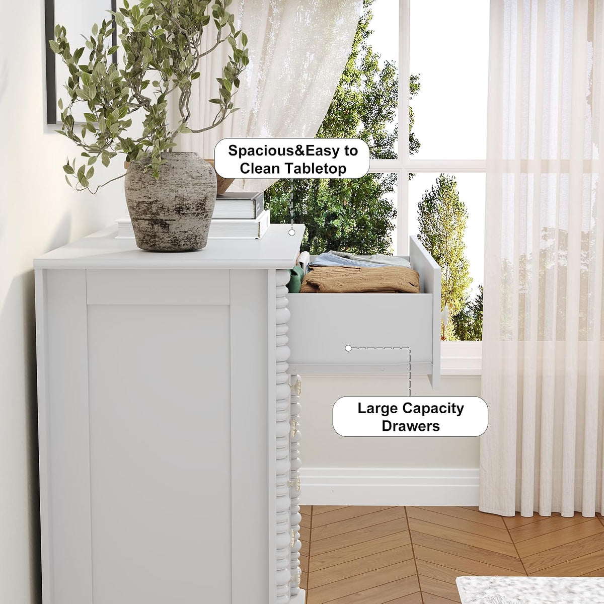 Dresser for Bedroom, 37" Tall Dresser with 4 Drawers, White