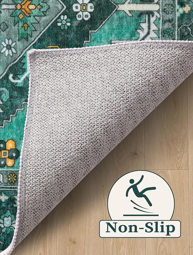 SERISSA Runner Rug for Hallways, Extra Long Boho Rug Ultra Soft Vintage Teal
