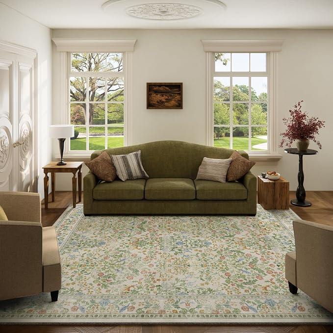 Washable Area Rugs for Living Room: 5x7 Bedroom Rug Vintage Rugs Stain