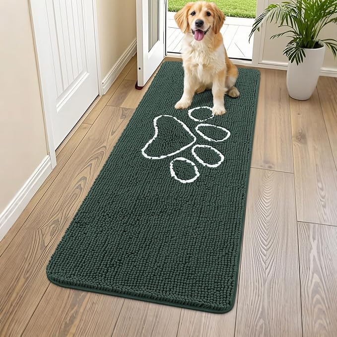 Smiry Dog Door Mat for Muddy Paws, Absorbent Dirt Trapper Non Slip Quick Dry