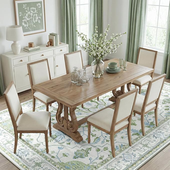 RELEANY Area Rugs 8'x10' Washable Non-Slip, Floral Vintage Distress Medallion