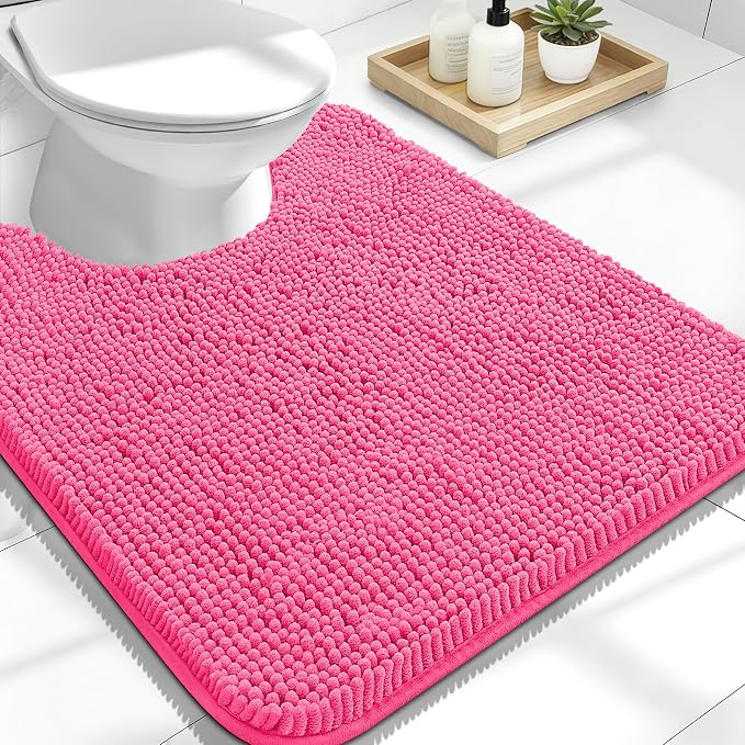 OLANLY Toilet Rugs U-Shaped 24x20, Extra Soft Absorbent Chenille Contour