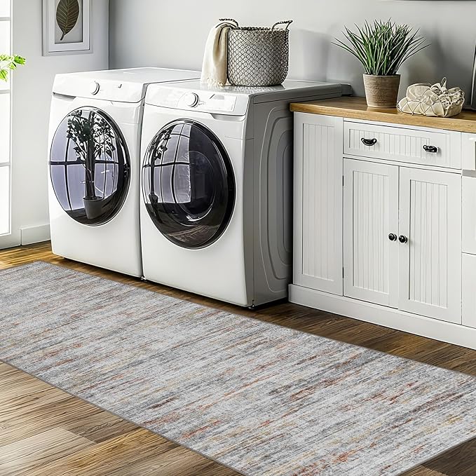 2x5 Washable Runner Rugs，Modern Abstract Rug Runner, Ultra-Thin Kitchen Runner