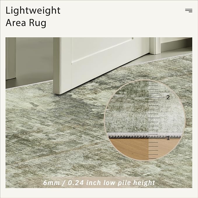 Soalmost Abstract Rug 8x10 Large Living Room Neutral Modern Washable Area Rugs