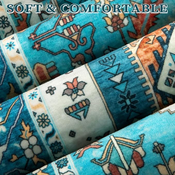 SERISSA 8x10 Area Rugs Blue, Washable Large Boho Rugs