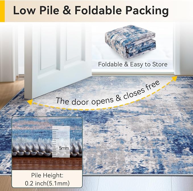 RELEANY Washable Area Rugs 3x4 Non-Slip Modern Abstract Soft