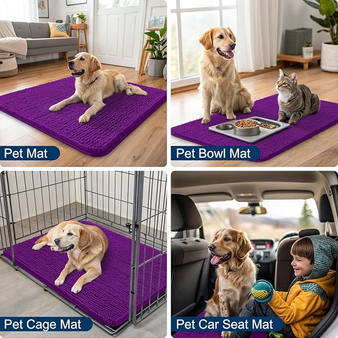 Smiry Dog Door Mat for Muddy Paws 40x32, Absorbent Dirt Trapper, Non-Slip