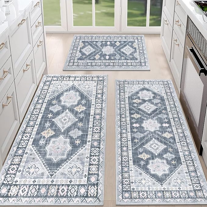 HEBE Boho Kitchen Rug Sets 3 Piece