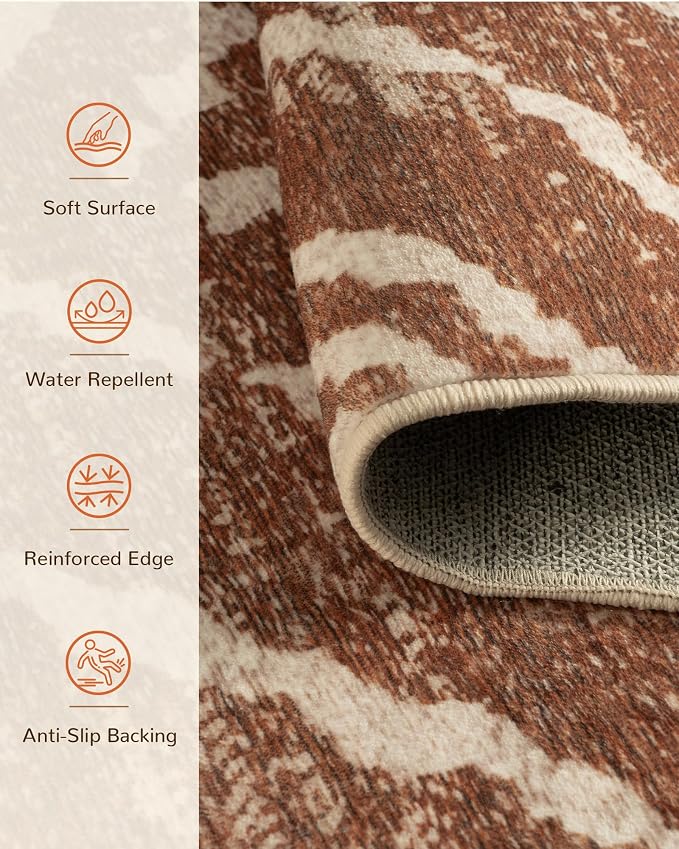 BESTSWEETIE Area Rug 4x6 Rug Machine Washable Non-Slip Low Pile Print Pattern