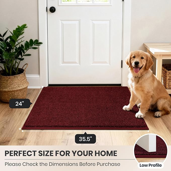 PURRUGS Dirt Trapping Door Mat 24" x 35.5", Non-Slip Machine Washable Entryway