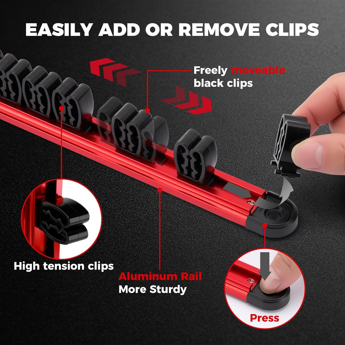 Mayouko 8-Piece Magnetic Socket Organizer and Magnetic Screwdriver Organizer Set, 6-Piece 1/4", 3/8" & 1/2" Drive Socket Rails, 2-Piece Wrench Organizer, Aluminum Rail Magnetic Tool Organizer