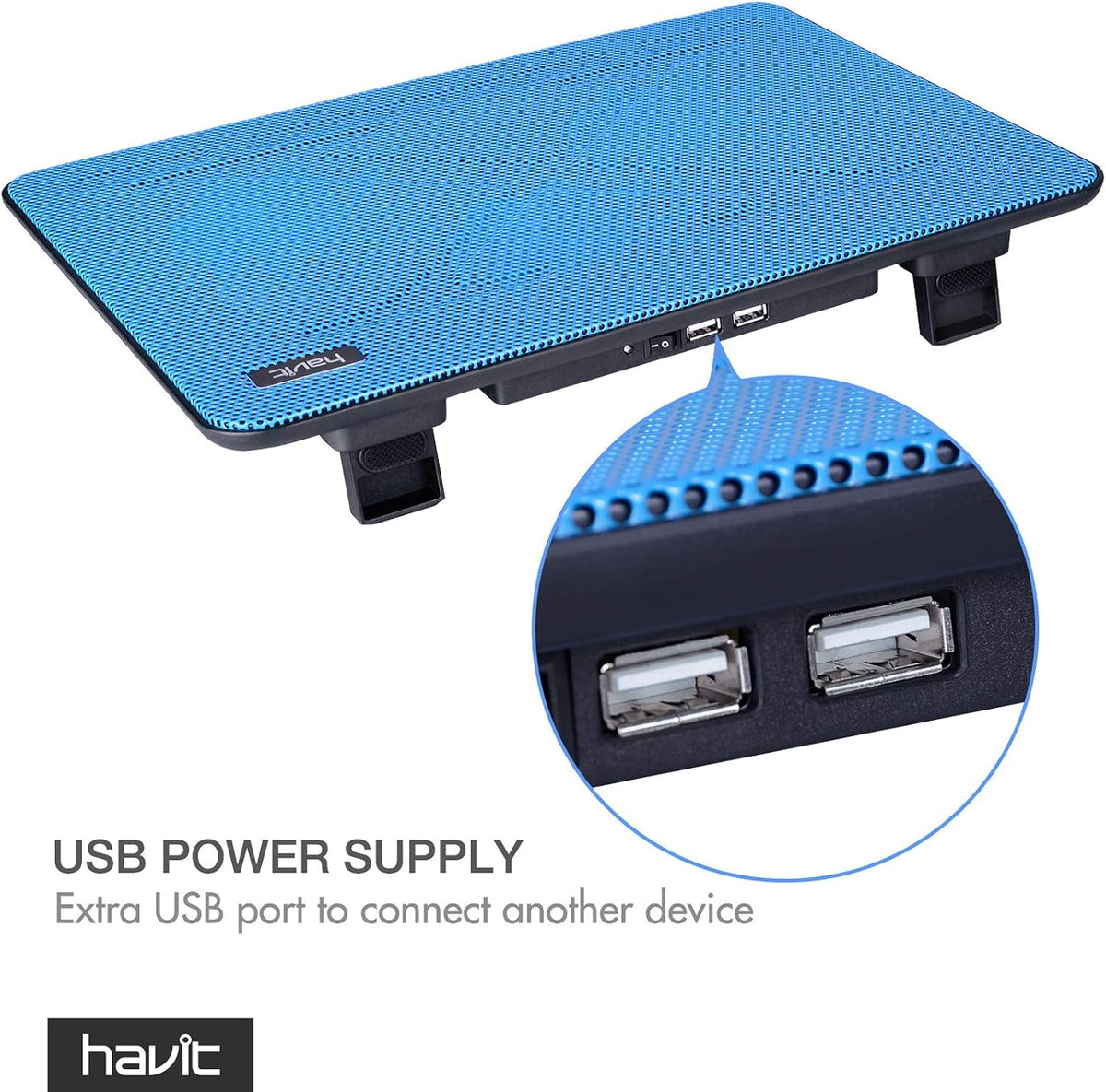havit HV-F2056 Laptop Cooling Pad for 15.6-17 Inch Laptops, Blue