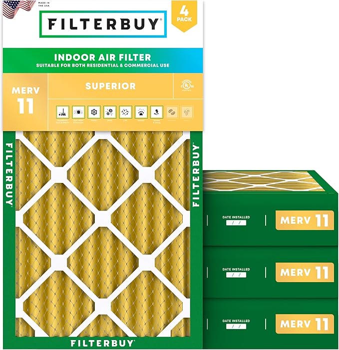 Filterbuy 14x30x4 Air Filter MERV 11 Superior Pet & Allergy Defense,