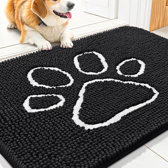 Smiry Dog Door Mat for Muddy Paws, Absorbent Dirt Trapper Non Slip Quick Dry