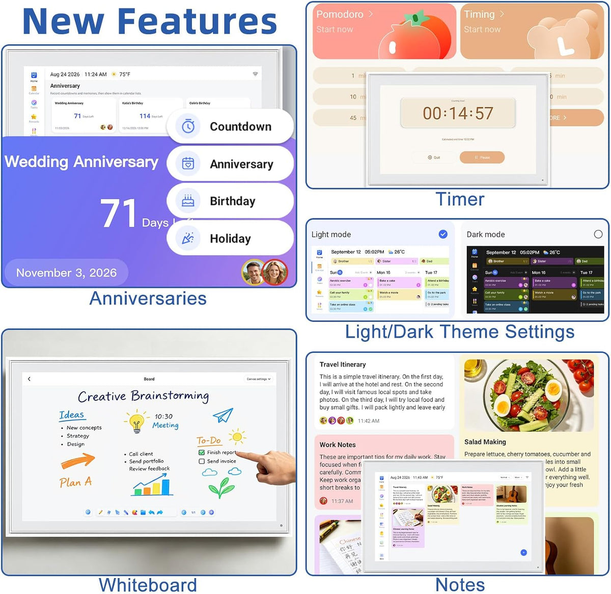 21.5" Digital Wall Calendar with Chore Chart & Planner