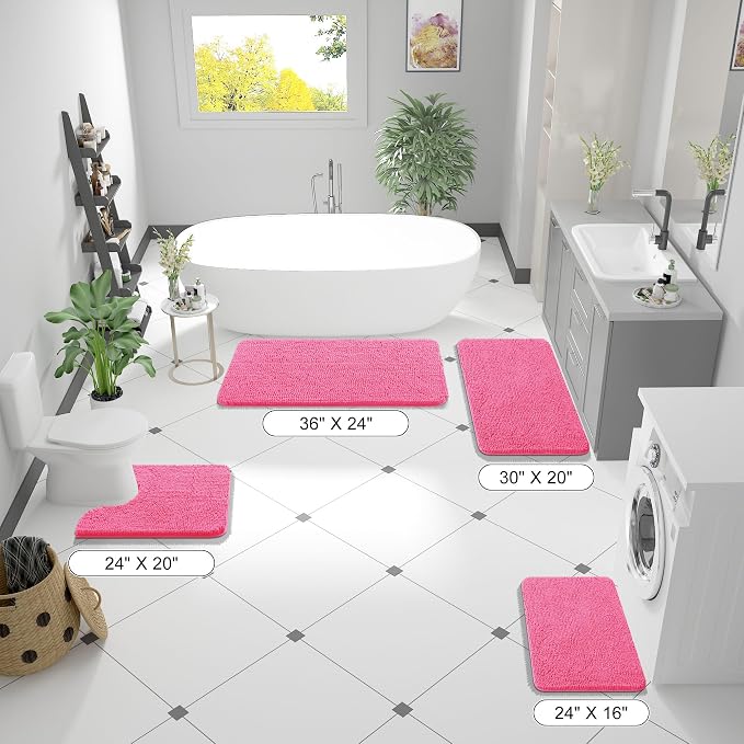 OLANLY Bathroom Runner Rugs 47x17, Soft Absorbent Chenille Bath Rugs, Rubber