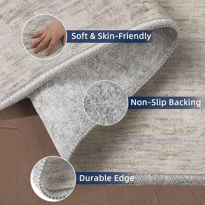 2x10 Runner Rug Non-Slip，Modern Abstract 10ft Washable Runner Rugs