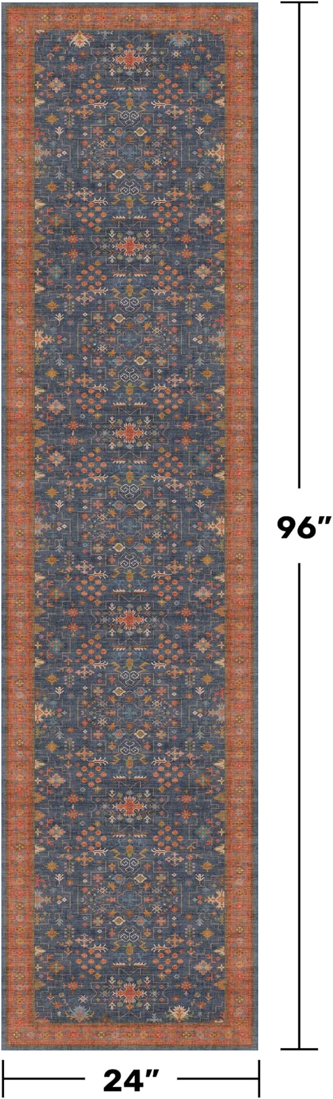 Navy Blue 2x8 Long Runner for Kitchen, 8ft Runner Rugs for Entryway, Washable