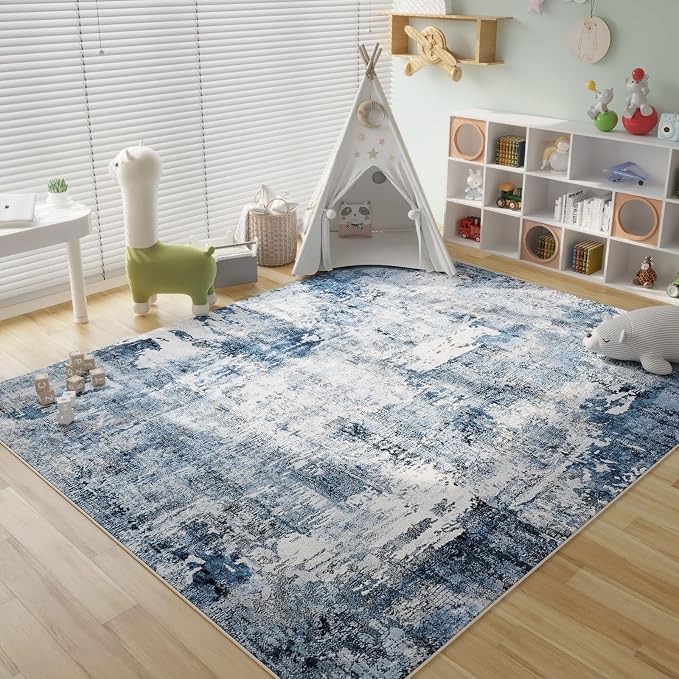 Rugcomf 8x10 Rug Washable Boho Rug Soft Large Area Rug Non-Slip Non-Shedding