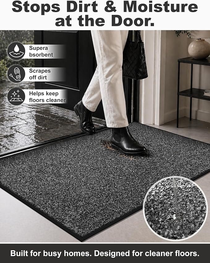 Mibao Front Door Mat Indoor Entrance, Dirt Trapper Welcome Mat